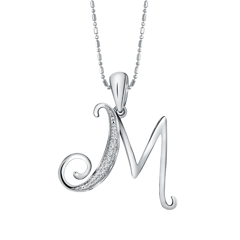 Liontin Initial Kursif "M"