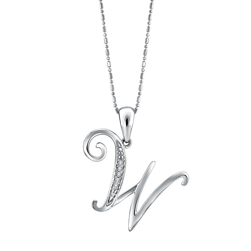 Liontin Initial Kursif "W"