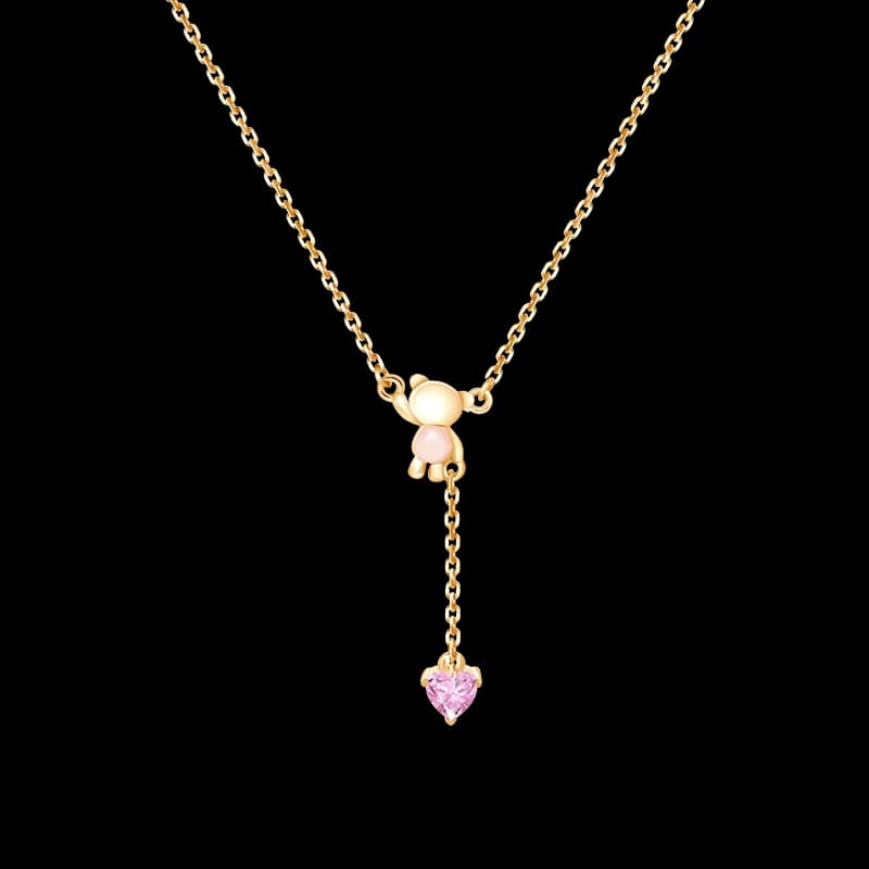 Kalung TEDDY Bear with Pink Heart